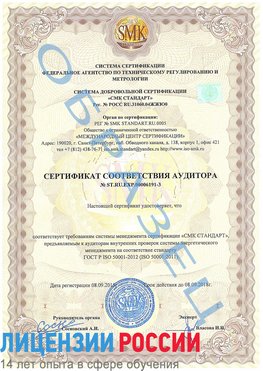 Образец сертификата соответствия аудитора №ST.RU.EXP.00006191-3 Нытва Сертификат ISO 50001